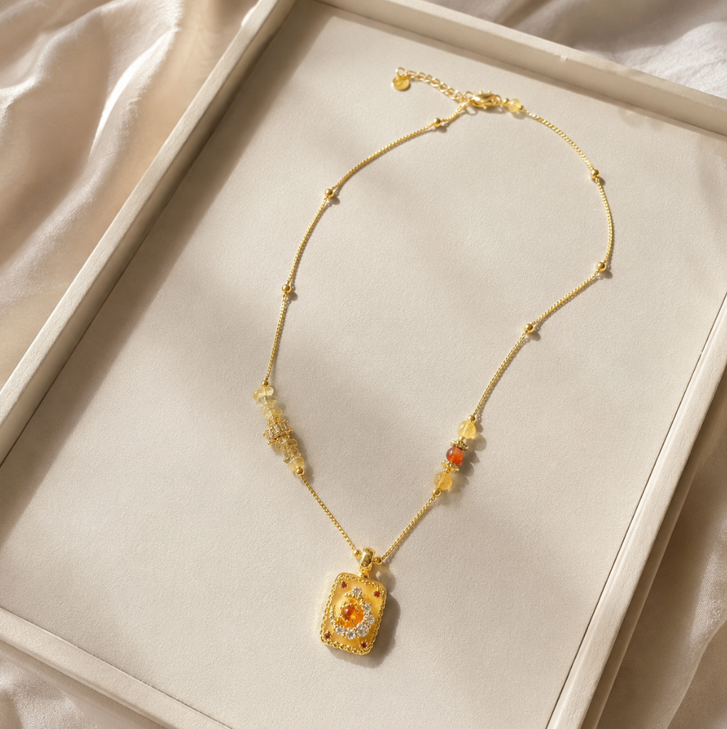 Golden Ember Pendant Necklace