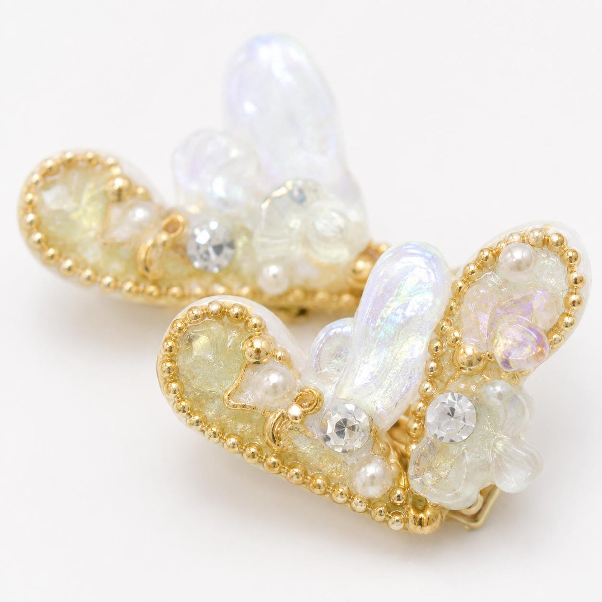Pastel Butterfly Hair Clip Set, Resin Fairycore Wing Barrettes, Gold Coquette Hair Accessories, Gift for Her