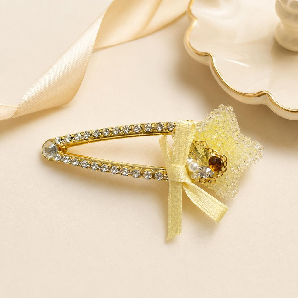 Yellow Star Hair Clip, Celestial Coquette Rhinestone Barrette, Y2K Hair Accessory, Gift for Her