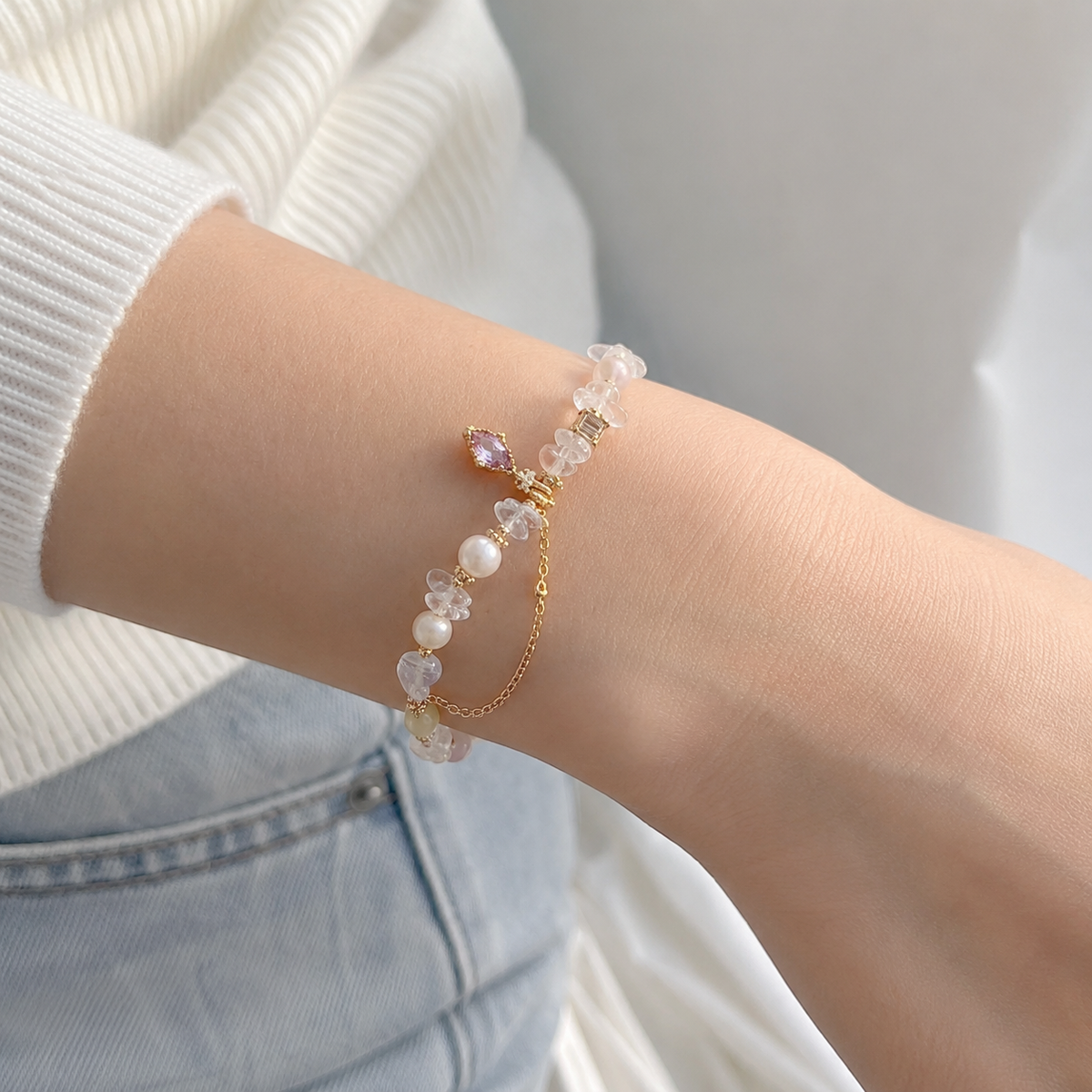 Crystal Garden Pearl Bracelet
