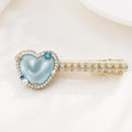 Mint Blue Heart Hair Clip, Marquise Crystal Barrette, Blue Gem Alligator Clip, Coquette Hair Accessory, Gift for Her