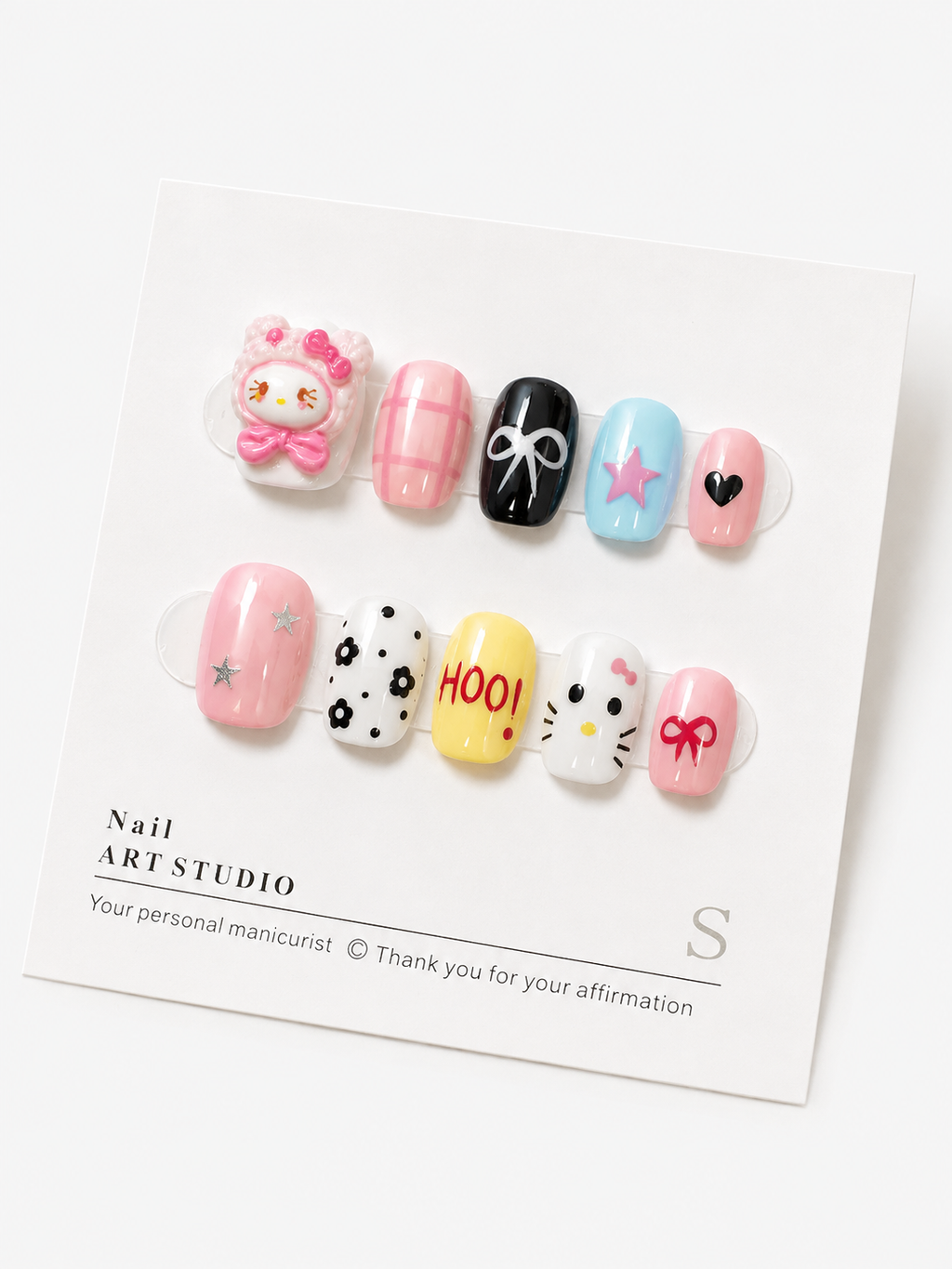 Japanese Soft Jelly Bow Cute | Short Oval Press-Ons No.6