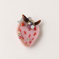 Strawberry Hair Clip, Pink Demon Horns Barrette, Pastel Goth Harajuku Hair Accessory, Cute Gift for Her