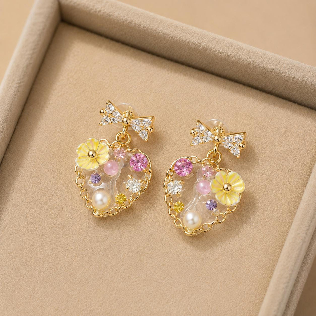 Gold Byzantine Pearl Stud Earrings, Lavender Pink Crystal Dangles, Art Deco Geometric Earrings, Royal Vintage Jewelry Gift for Her