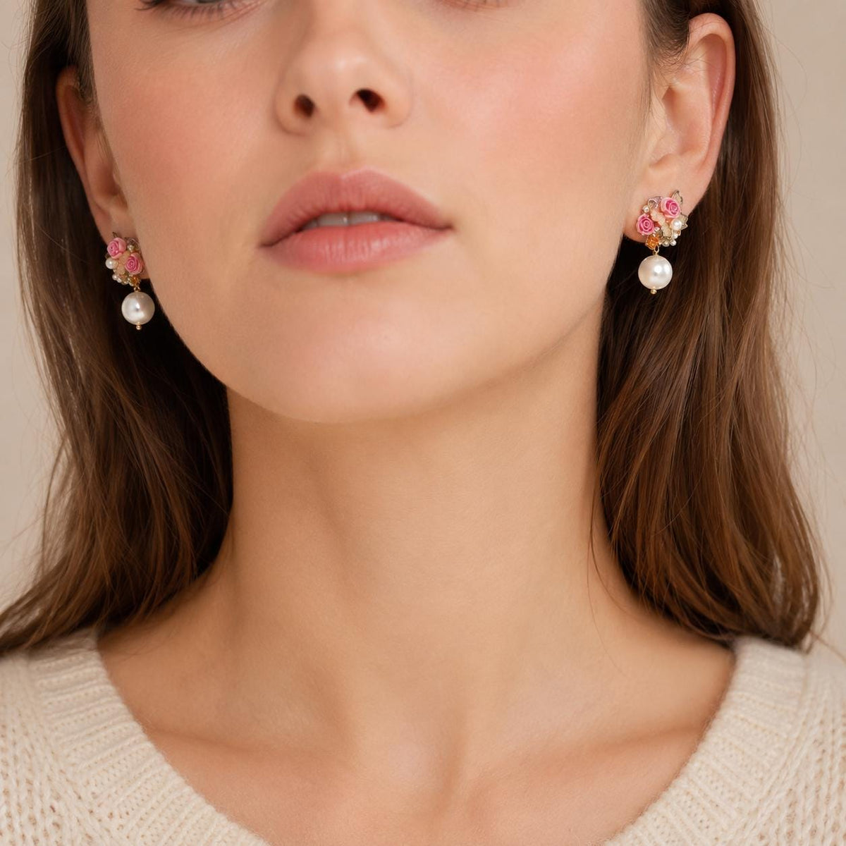 Gold Butterfly Pearl Drop Earrings, Baroque Rose Earrings, French Vintage Dangle Earrings, Romantic Jewelry, Gift for Her