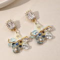 Starfish Pearl Drop Earrings, Emerald Crystal Stud Earrings, Aquamarine Ocean Inspired Jewelry, Beach Gift for Her