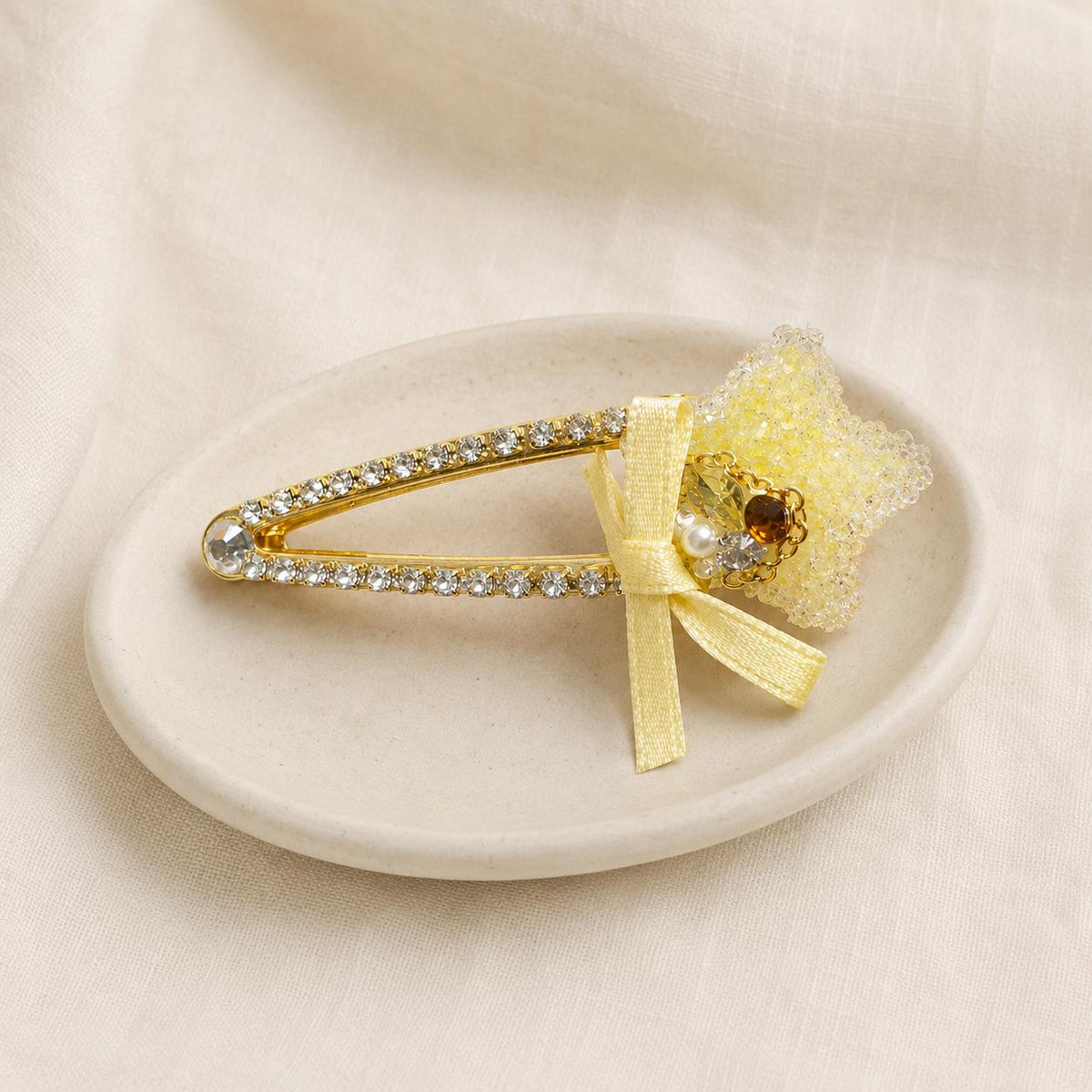Yellow Star Hair Clip, Celestial Coquette Rhinestone Barrette, Y2K Hair Accessory, Gift for Her