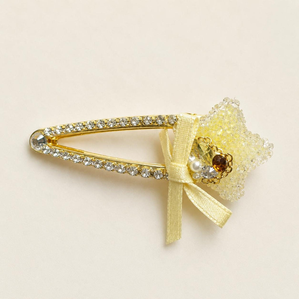 Yellow Star Hair Clip, Celestial Coquette Rhinestone Barrette, Y2K Hair Accessory, Gift for Her