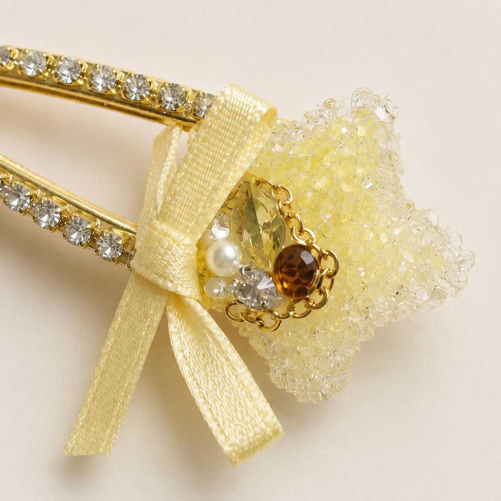 Yellow Star Hair Clip, Celestial Coquette Rhinestone Barrette, Y2K Hair Accessory, Gift for Her