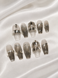 Crystal Edge – Smoky Grey Rhinestone Press-On Nails NO.16