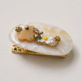 Cream Shell Flower Hair Clip, Marble Acetate Barrette, Beige Bear Crystal Alligator Clip, Cute Hair Accessory, Gift for Her