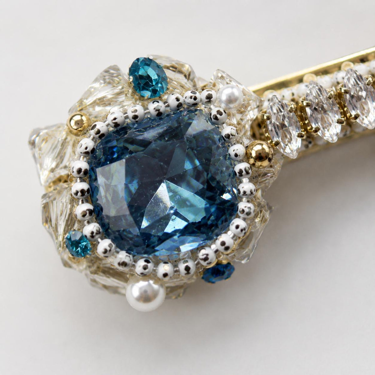 Blue Crystal Hair Clip, Marquise Baroque Barrette, Royal Blue Gem Alligator Clip, Elegant Hair Accessory, Gift for Her