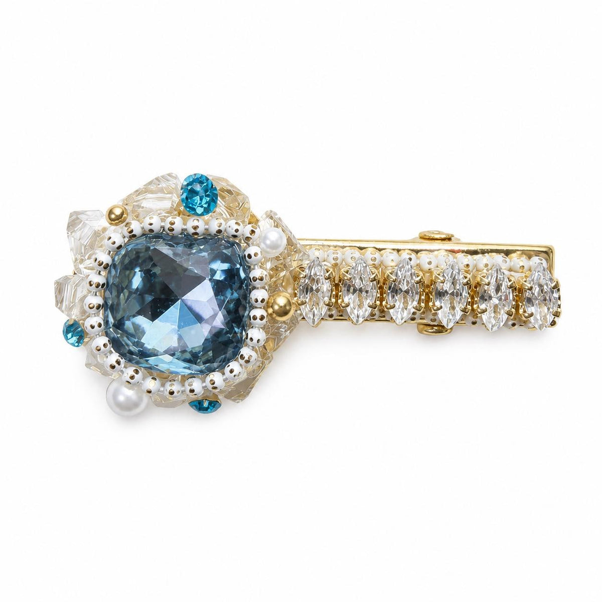 Blue Crystal Hair Clip, Marquise Baroque Barrette, Royal Blue Gem Alligator Clip, Elegant Hair Accessory, Gift for Her