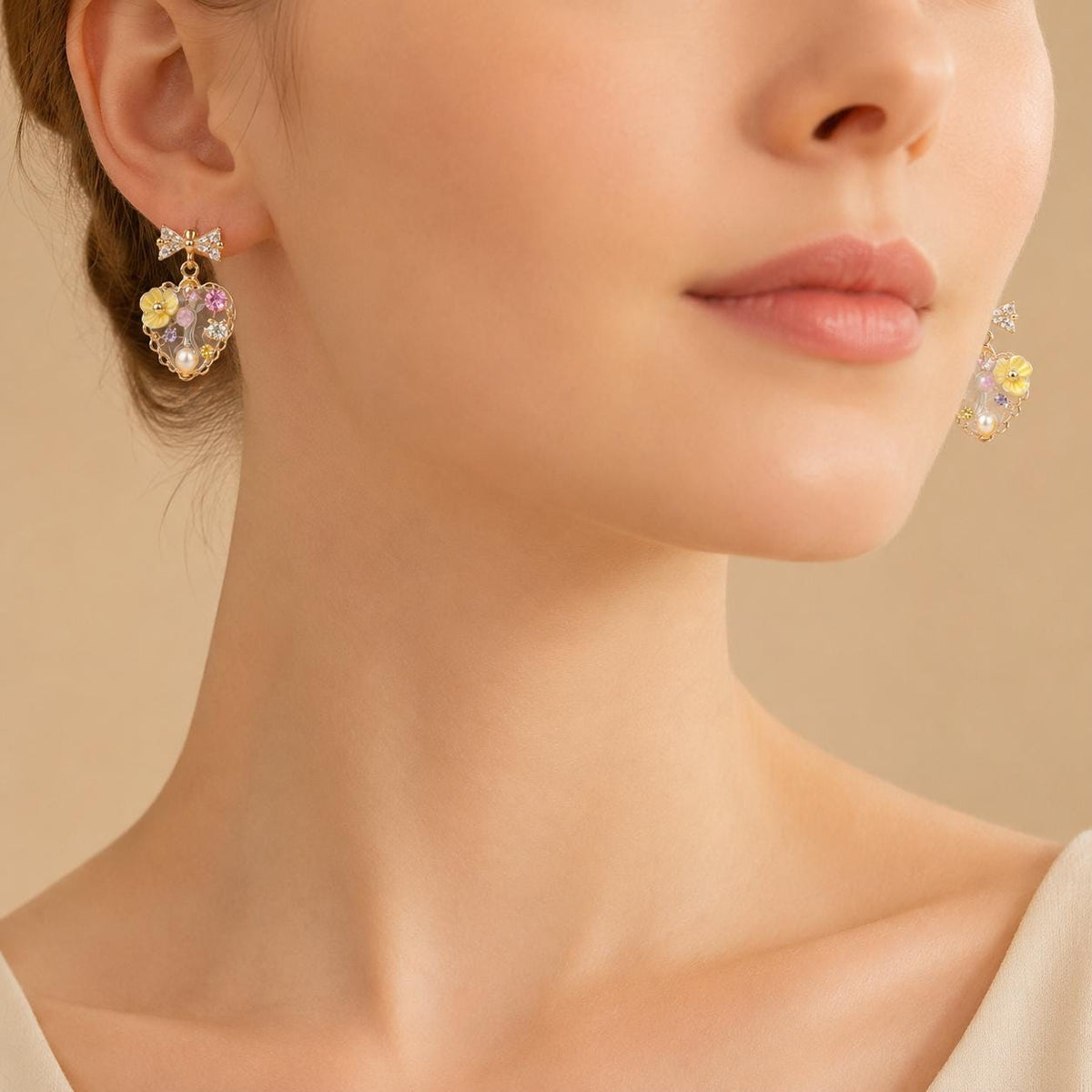 Gold Byzantine Pearl Stud Earrings, Lavender Pink Crystal Dangles, Art Deco Geometric Earrings, Royal Vintage Jewelry Gift for Her