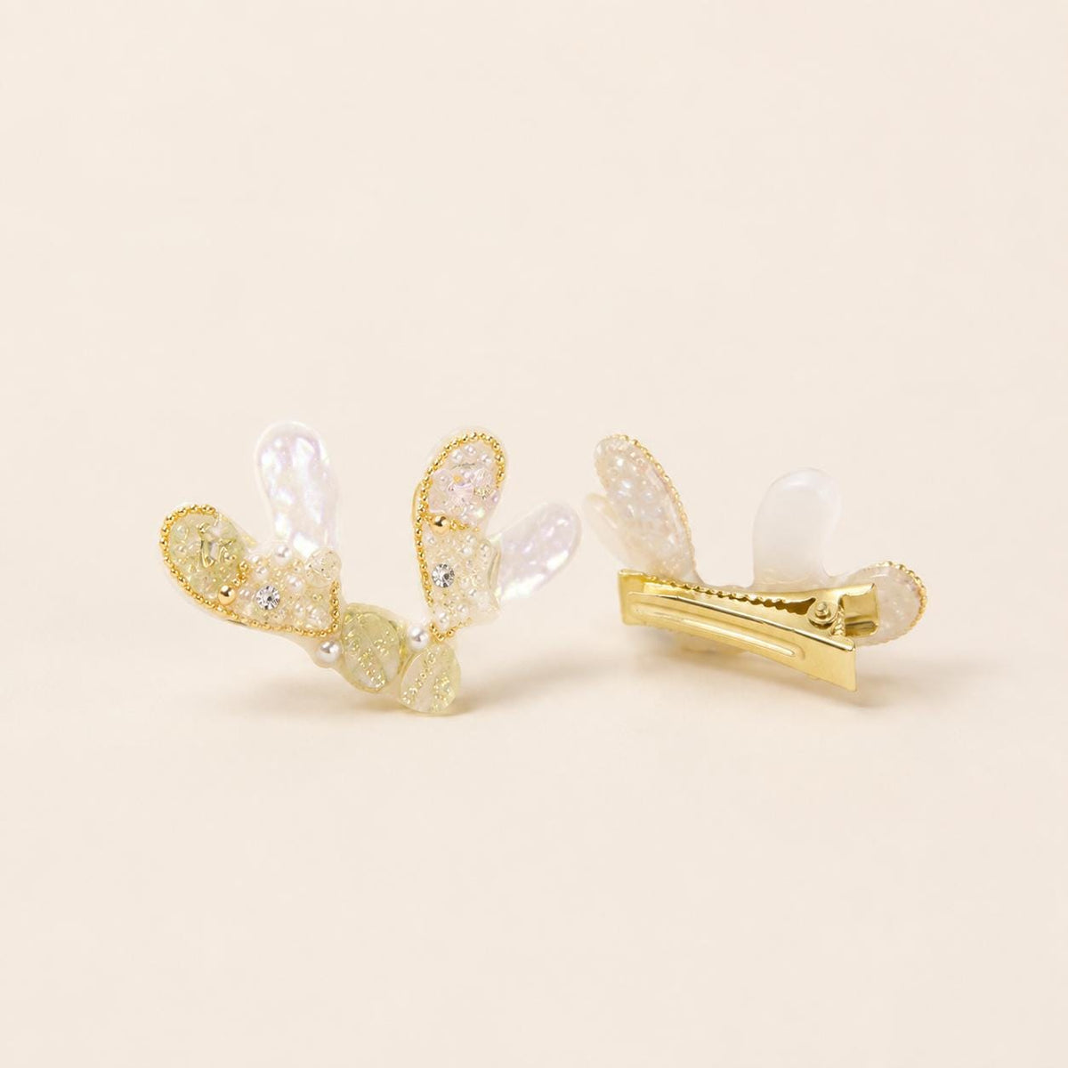 Pastel Butterfly Hair Clip Set, Resin Fairycore Wing Barrettes, Gold Coquette Hair Accessories, Gift for Her