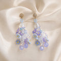 Pastel Blue Forget Me Not Chandelier Earrings, 3D Acrylic Flower Tassel Dangle