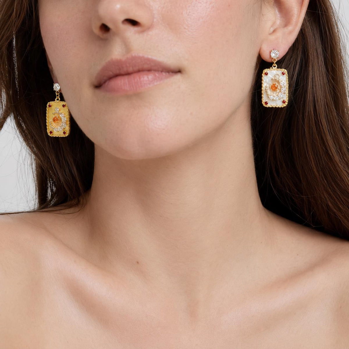 Amber Yellow Mismatched Sun Moon Earrings, Pearl Celestial Dangle Earrings, Baroque Vintage Intaglio Jewelry, Gift for Her