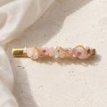 Pink Crystal Stone Hair Clip, Gold Wave Barrette, Fairycore Coquette Hair Accessory, Gift for Her