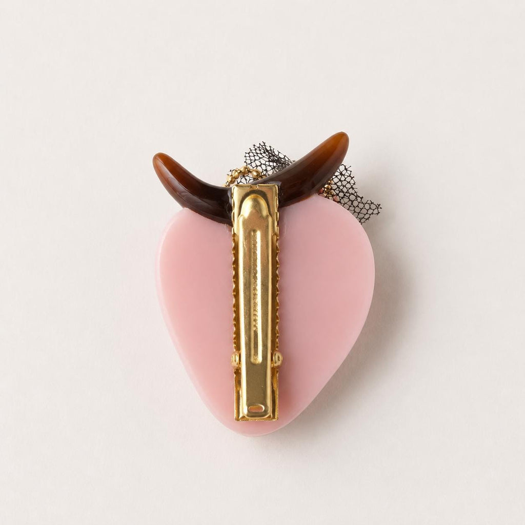 Strawberry Hair Clip, Pink Demon Horns Barrette, Pastel Goth Harajuku Hair Accessory, Cute Gift for Her