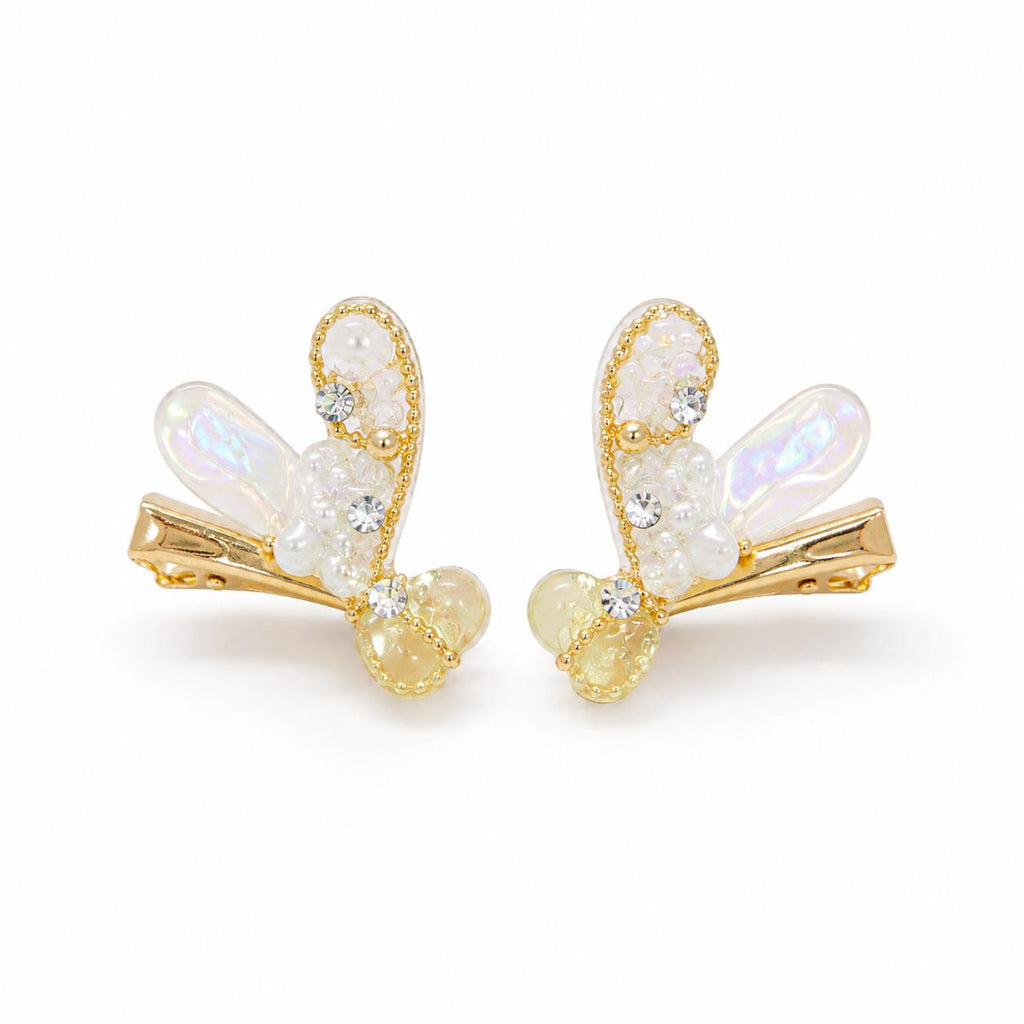 Pastel Butterfly Hair Clip Set, Resin Fairycore Wing Barrettes, Gold Coquette Hair Accessories, Gift for Her