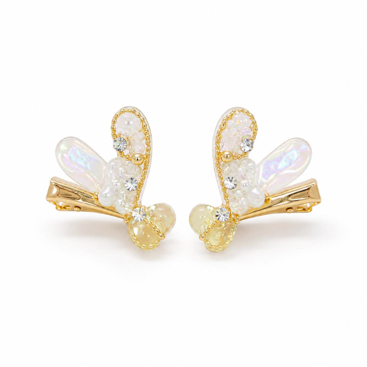 Pastel Butterfly Hair Clip Set, Resin Fairycore Wing Barrettes, Gold Coquette Hair Accessories, Gift for Her
