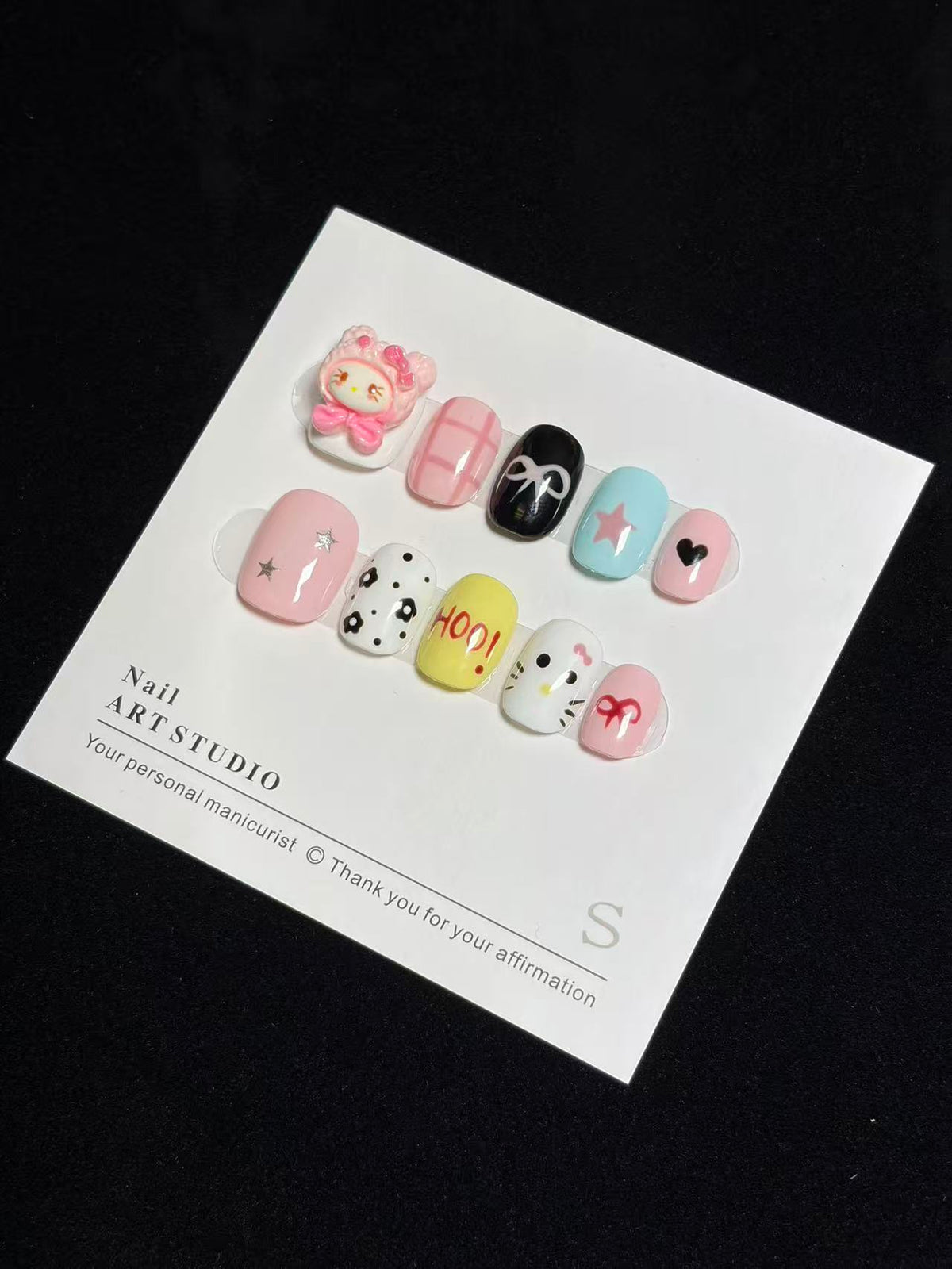 Japanese Soft Jelly Bow Cute | Short Oval Press-Ons No.6