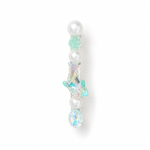 Aurora Mermaid Hair Clip, Mint Rose Pearl Barrette, Holographic Crystal Alligator Clip, Coquette Ocean Gift for Her