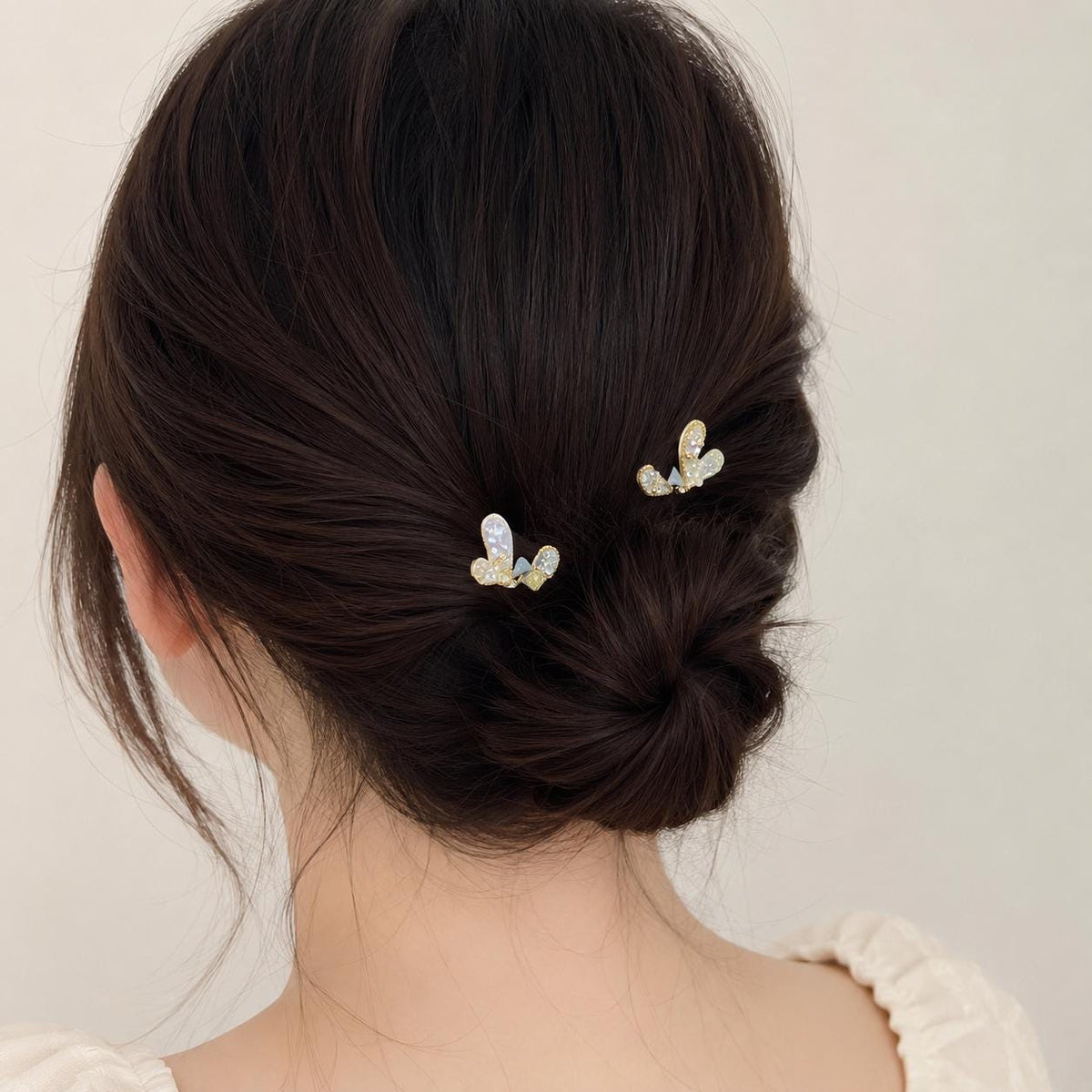 Pastel Butterfly Hair Clip Set, Resin Fairycore Wing Barrettes, Gold Coquette Hair Accessories, Gift for Her