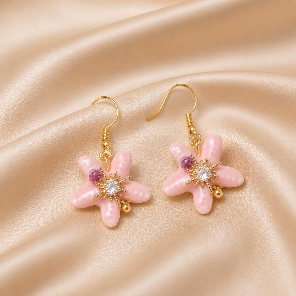 Pink Bow Heart Earrings, Crystal Pearl Drop Earrings, Balletcore Coquette Jewelry, Romantic Gift for Her